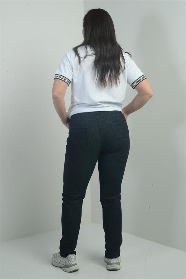 Jean taille haute à jambes droites en lycra pour femme, grandes tailles