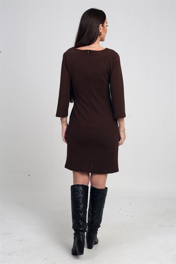 Kadın Geometrik Desenli Astarlı Kısa Krep Elbise