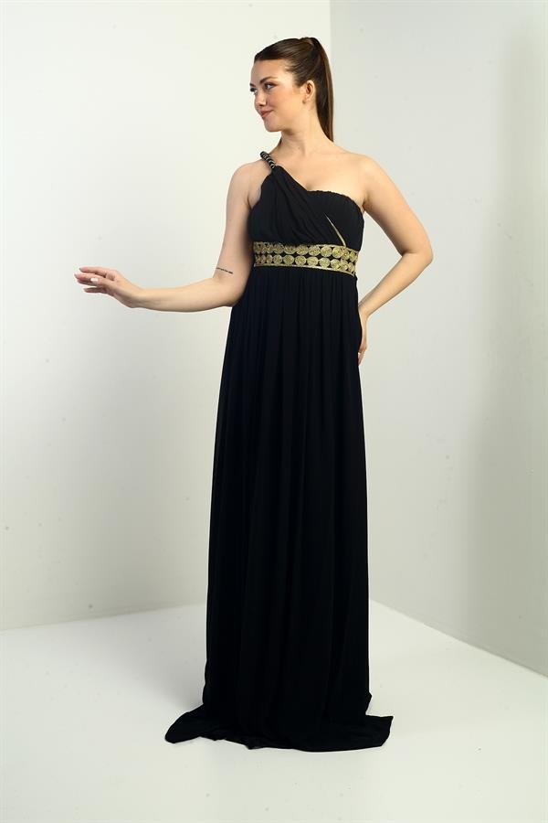 Robe longue asymétrique en mousseline pour femme, avec doublure tissée sur le devant