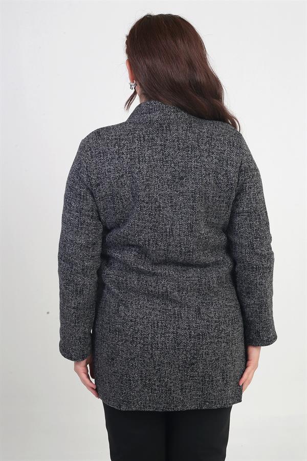 Kadın Şal Yaka Karyağdı Büyük Beden Kaşe Ceket