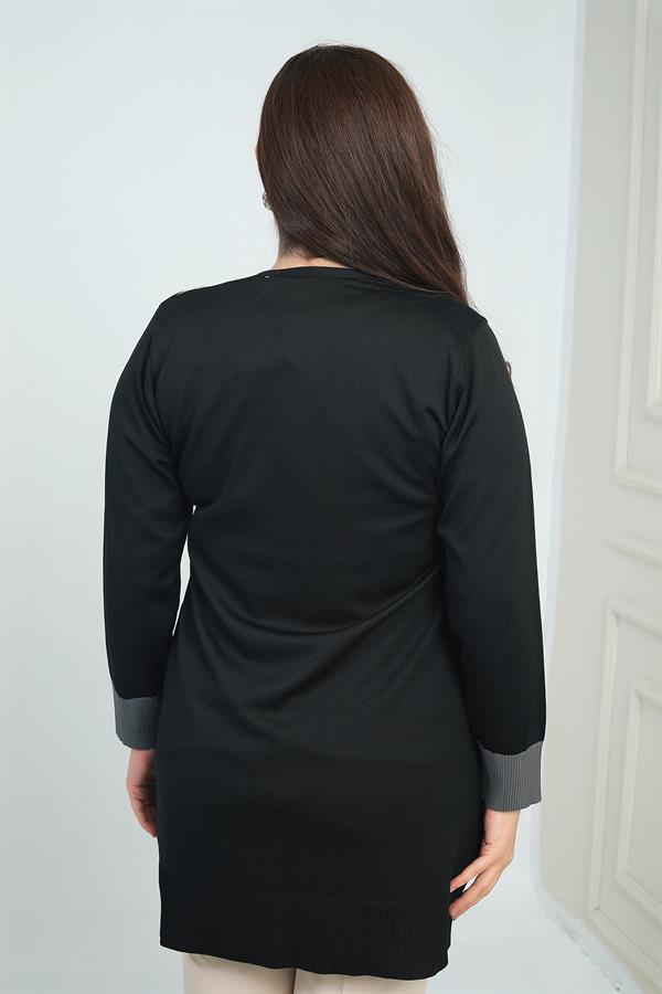 Gilet long grande taille à rayures horizontales sur une seule face pour femme