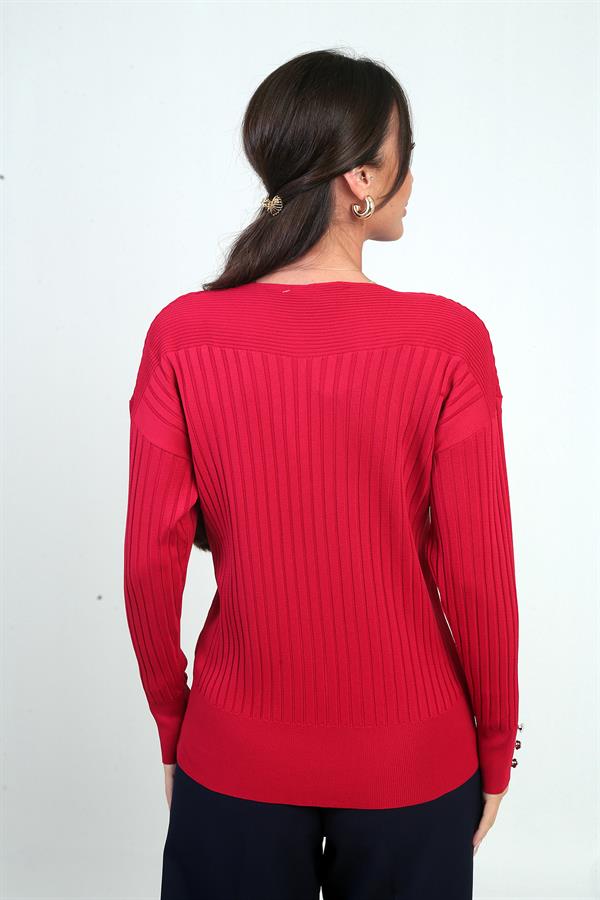 Chemisier en maille côtelée à boutons pour femme