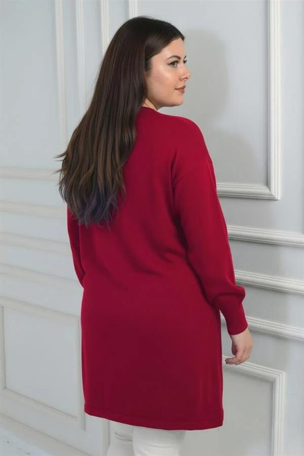 Blouse tunique en maille grande taille pour femme, à une poche avant et imprimé pierre.
