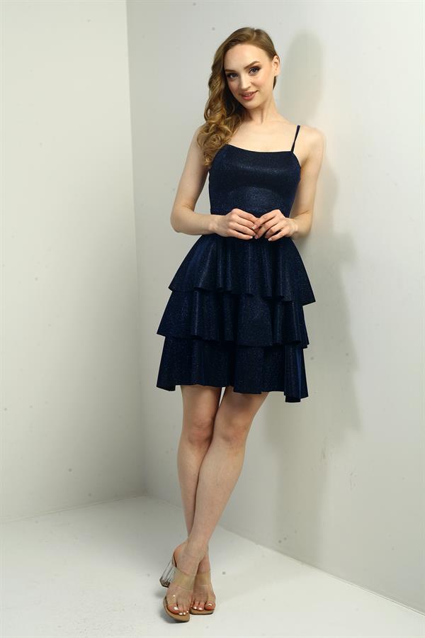 Women's Strappy Glitter Layered Short Dress