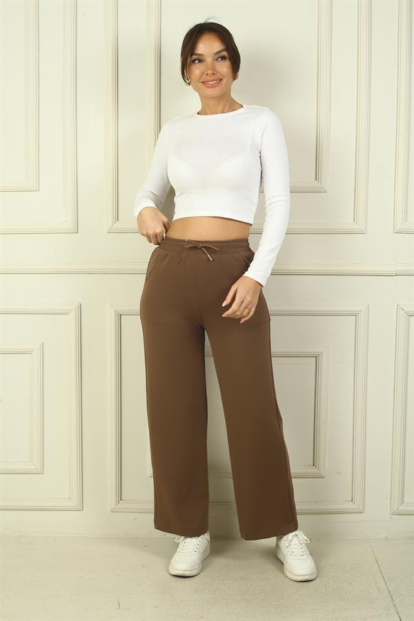 Women's Oysho Palazzo Pants with Elastic Waist and Pockets