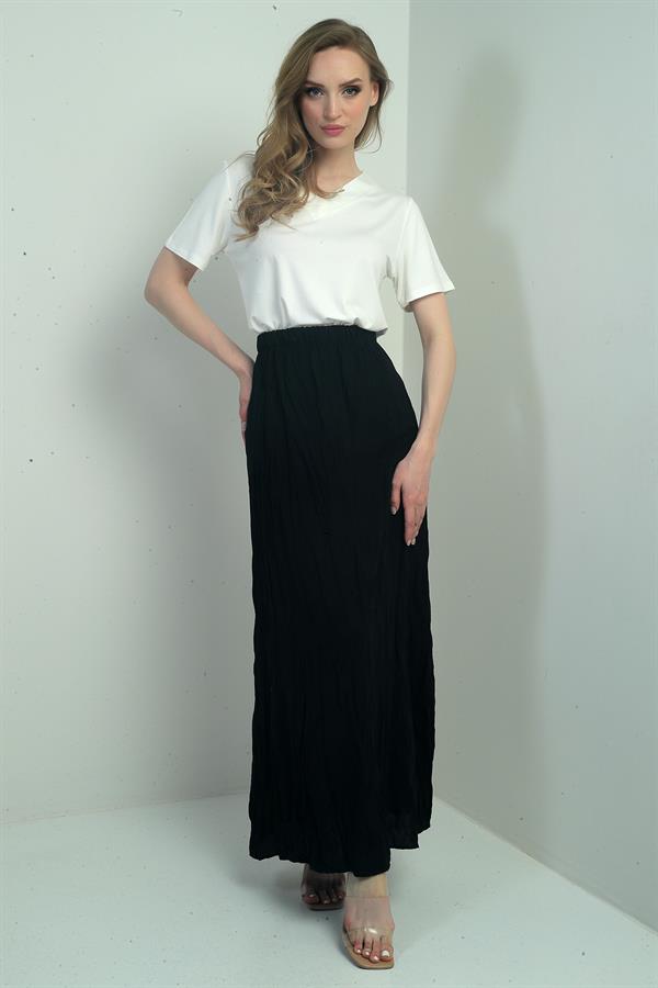 Jupe longue pour femme avec taille élastique et motif froissé