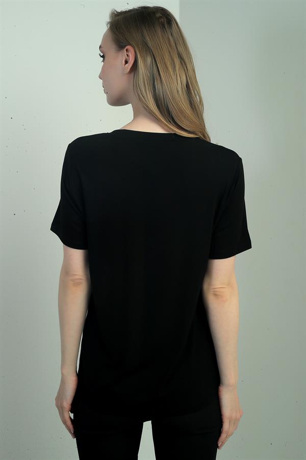 Women's Glittery V-Neck Short-Sleeve Blouse