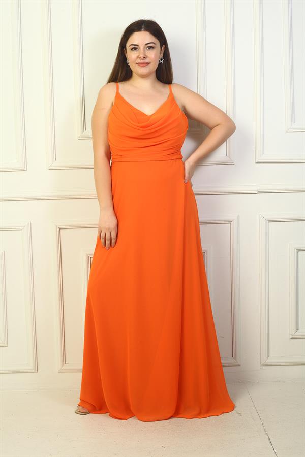 Robe longue en mousseline doublée, à bretelles et drapée sur le devant, grande taille, pour femme