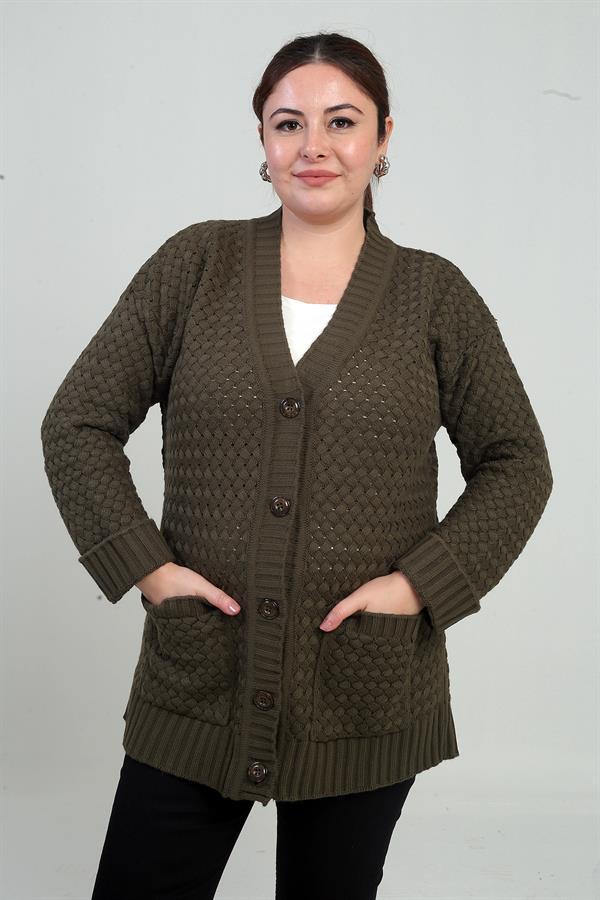 Gilet tunique à poches en maille panier pour femme