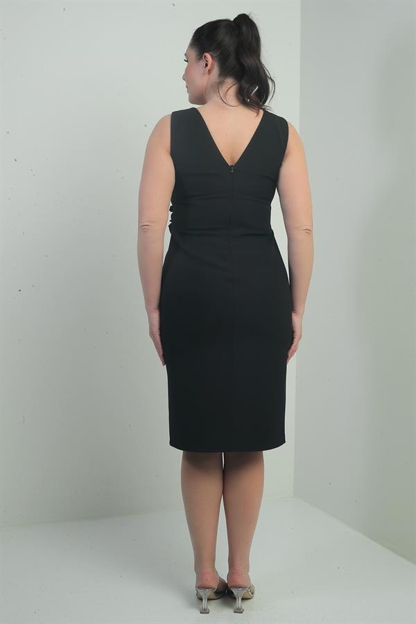 Robe mi-longue grande taille pour femme, col en V, doublure intérieure, détails floraux 3D