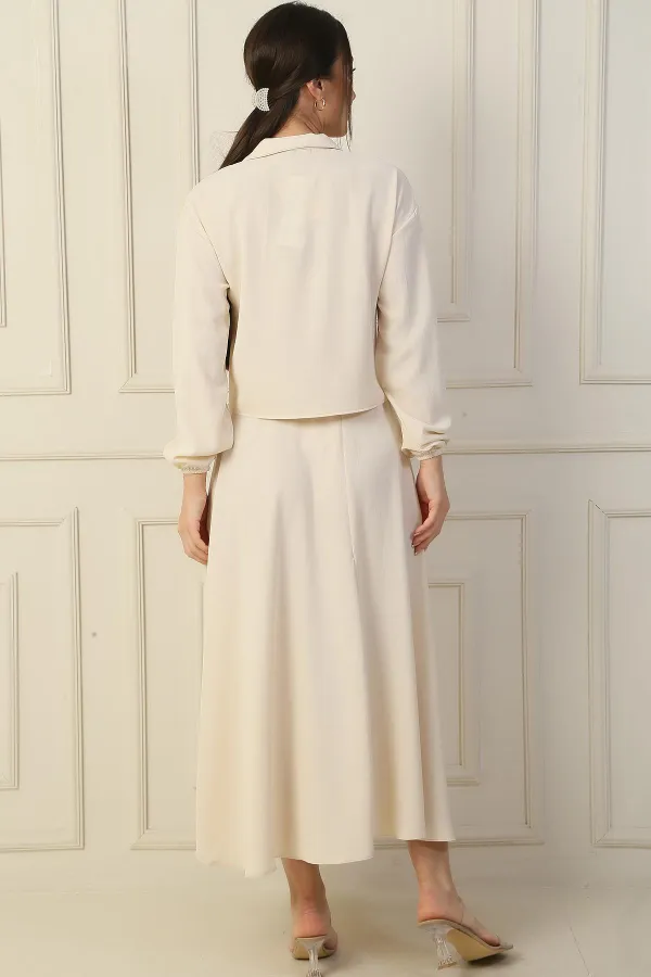 Ensemble 2 pièces : chemise à double poche et jupe Arya à taille élastique