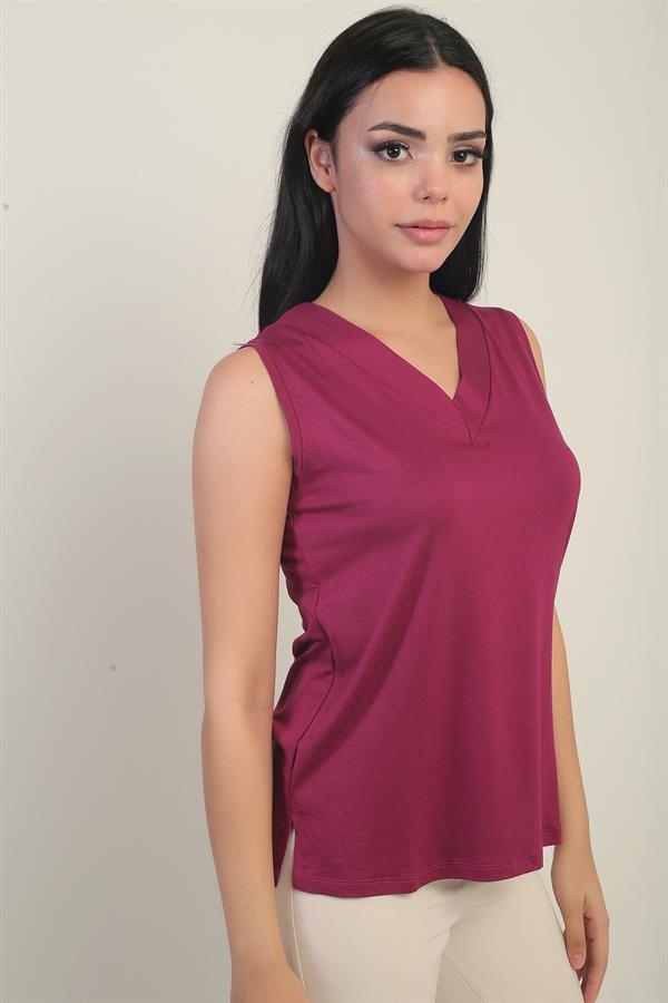 Women's V-Neck Sleeveless Lycra Blouse