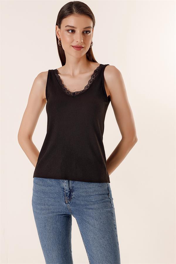 Débardeur à bretelles épaisses et lacets devant et dos