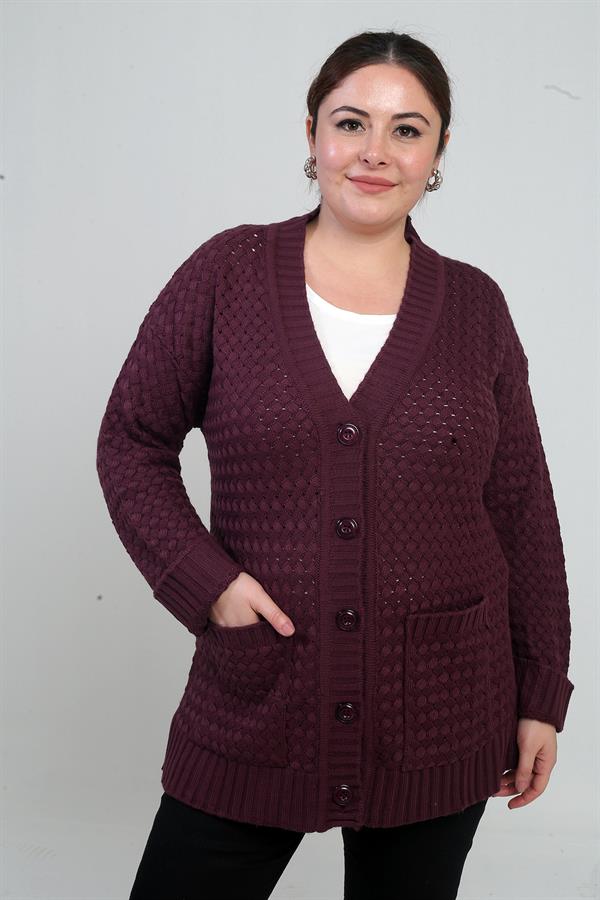 Gilet tunique à poches en maille panier pour femme