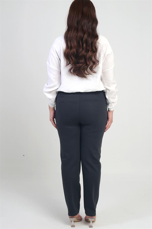 Pantalon grande taille pour femme, taille élastique, poches latérales, entièrement en Lycra, jambes renforcées, coupe classique, grandes tailles