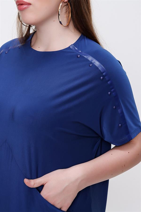 Stud Detail Stylish Lycra Plus Size Dress