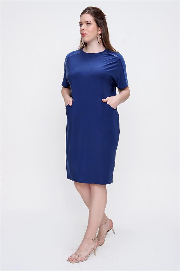 Stud Detail Stylish Lycra Plus Size Dress