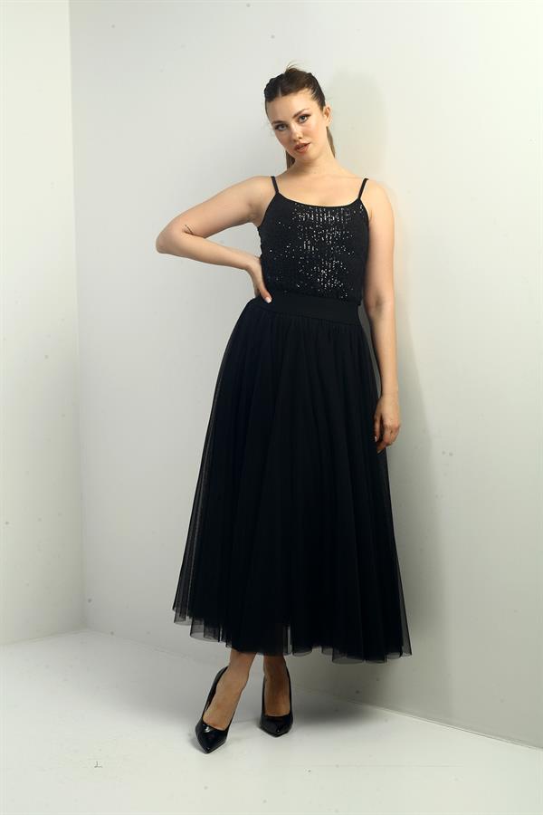 Women's Elastic Waist Lined Tulle Skirt