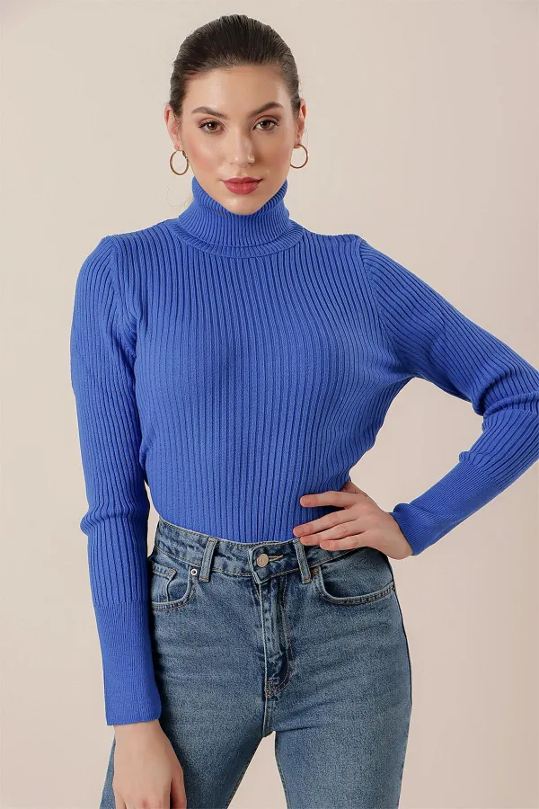 Balıkçı Yaka Likra Akrilik Triko Kazak