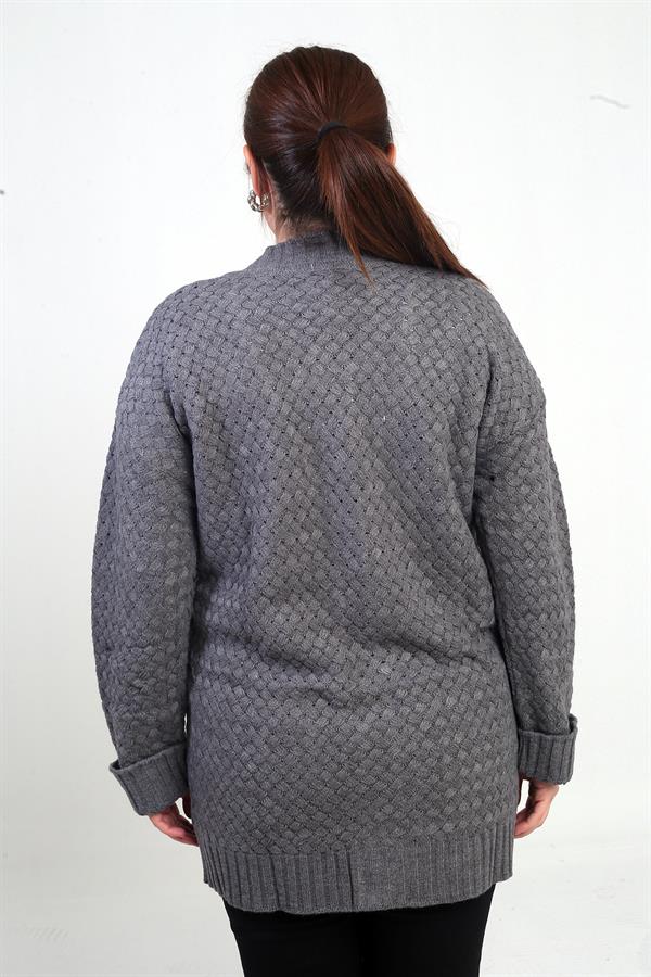 Gilet tunique à poches en maille panier pour femme