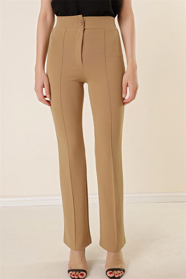 Kadın Yüksek Bel Toparlayıcı Çımalı Palazzo Pantolon