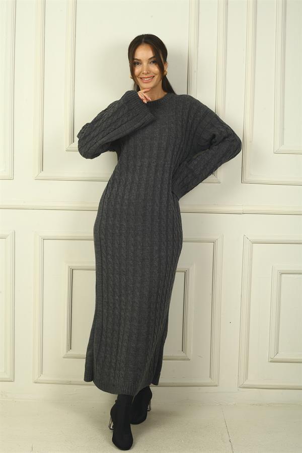 Women's Braided Relaxed Fit Acrylic Long Dress