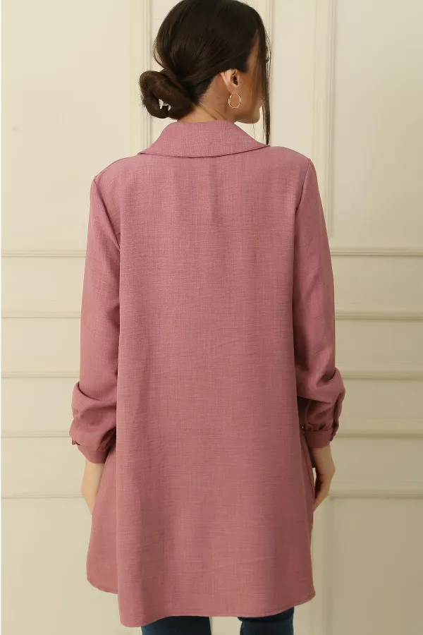 Shirt with a Front Yoke and a Chain Necklace