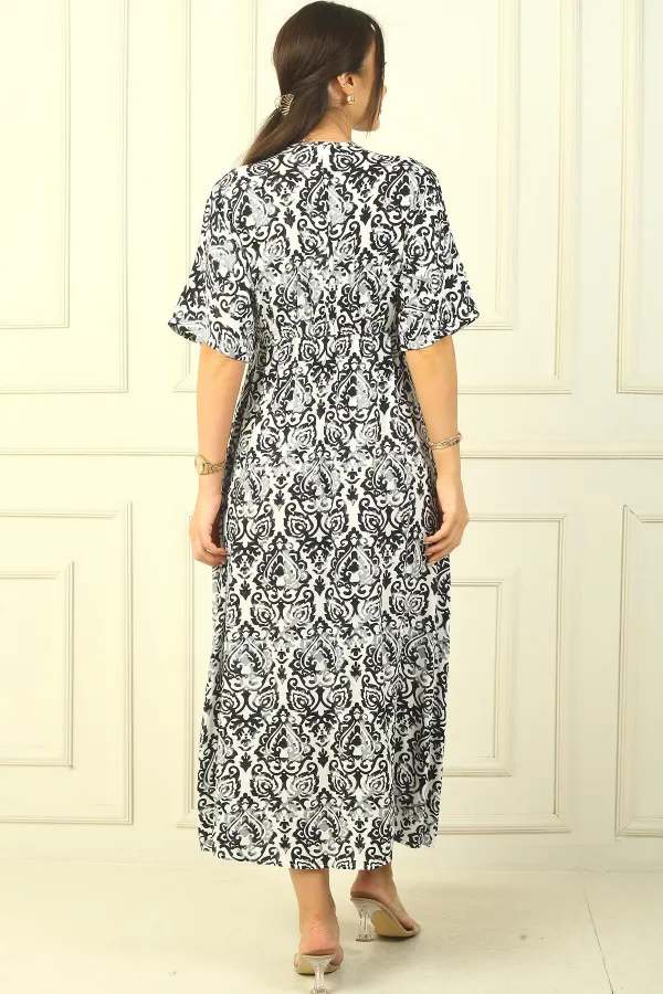 Patterned Wrap-Around Printed Viscose Dress