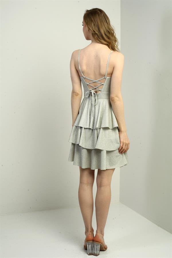 Women's Strappy Glitter Layered Short Dress