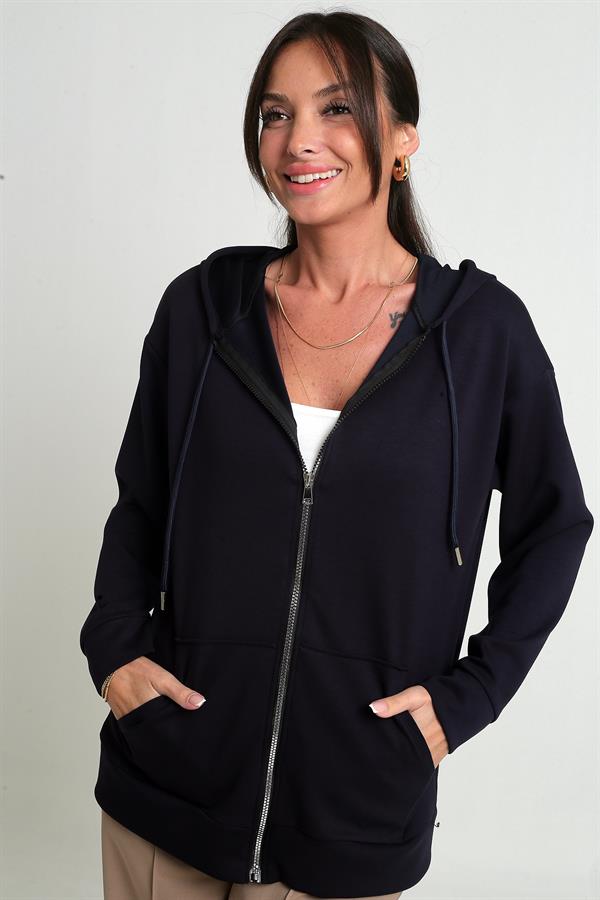 Gilet Osyho à capuche pour femme, poche kangourou et fermeture éclair sur le devant