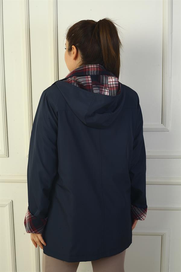 TRENCH-COAT DOUBLÉ À CAPUCHE AMOVIBLE GRANDE TAILLE AVEC BOUTONS-PRESSION MANTEAU BONDITE