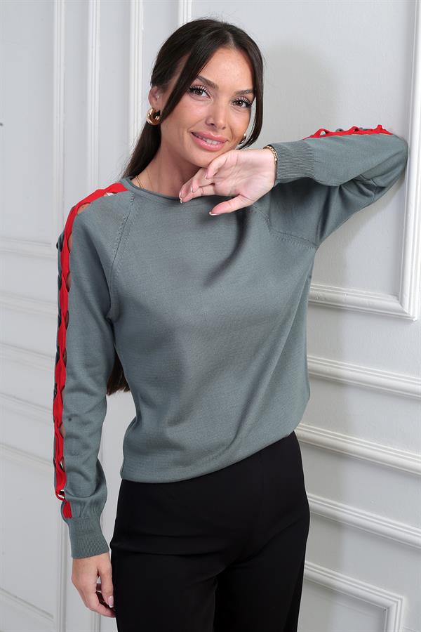 Women's Striped Sleeve Knit Blouse