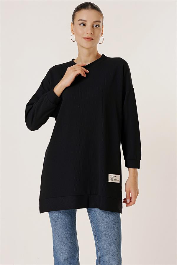Yanları Yırtmaçlı Örme Tunik Bluz