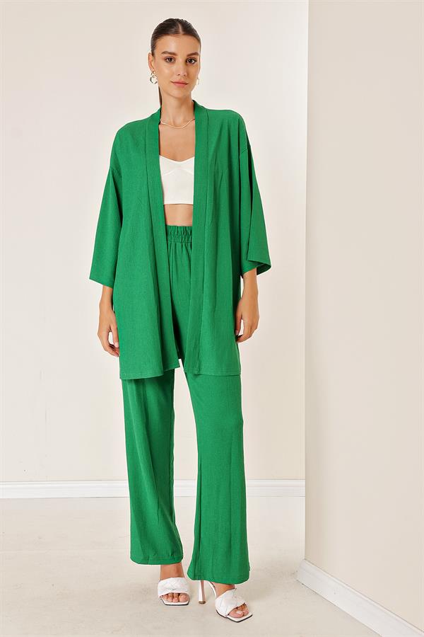 Bürümcük Pantolonu Cepli Kimono Takım