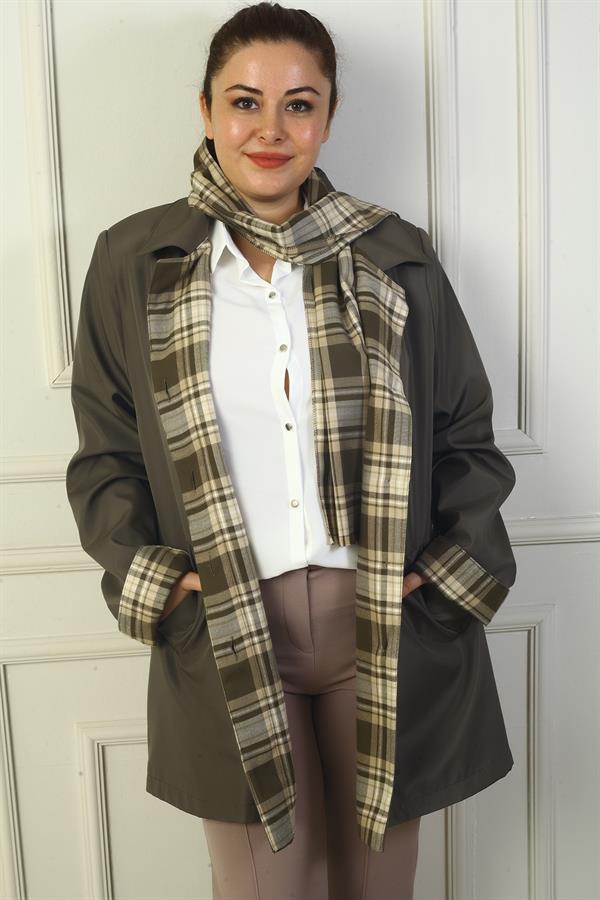 Women's Double-Breasted Trench Coat with Concealed Front Buttons and Pockets