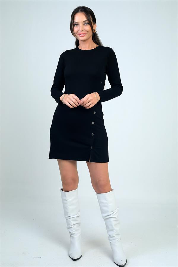 Robe courte à boutons-pression pour femme