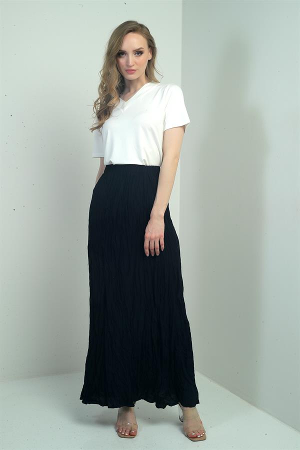 Jupe longue pour femme avec taille élastique et motif froissé