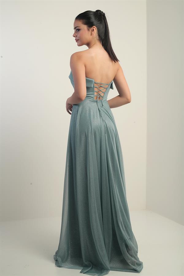 Robe longue en tulle pour femme avec col rembourré et doublure