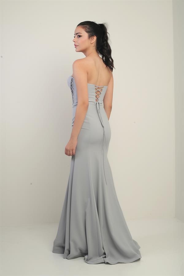 Robe de soirée longue sirène à bretelles, dos lacé, doublée et à armatures pour femme