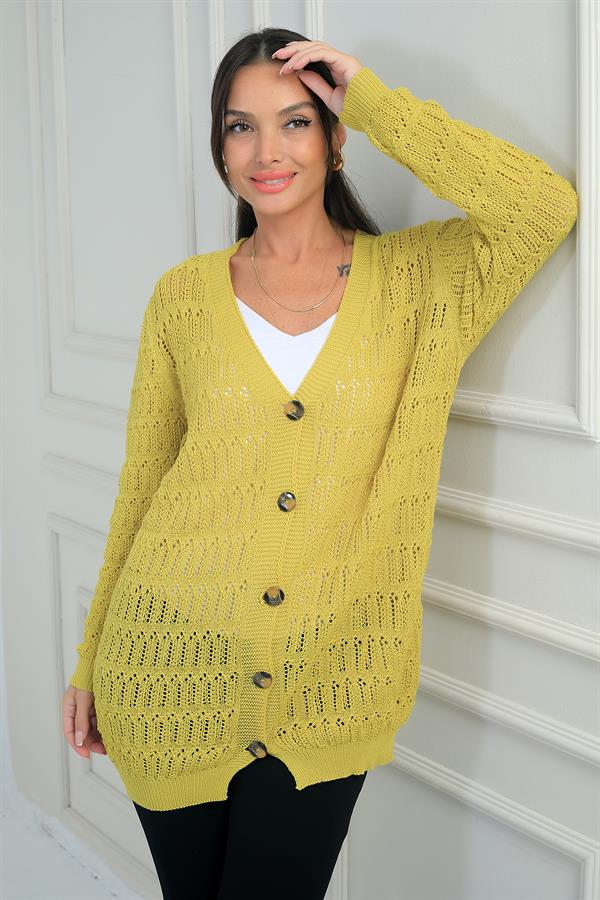 Gilet mercerisé décontracté à col en V et boutons pour femme