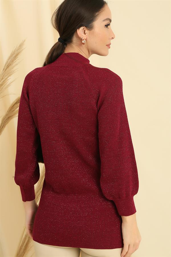 Low Neck Knitted Pattern Sports Tunic Sweater