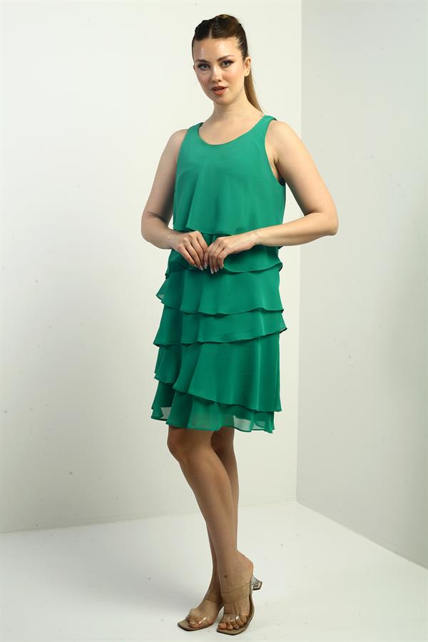 Women's Lined Layered Chiffon Dress