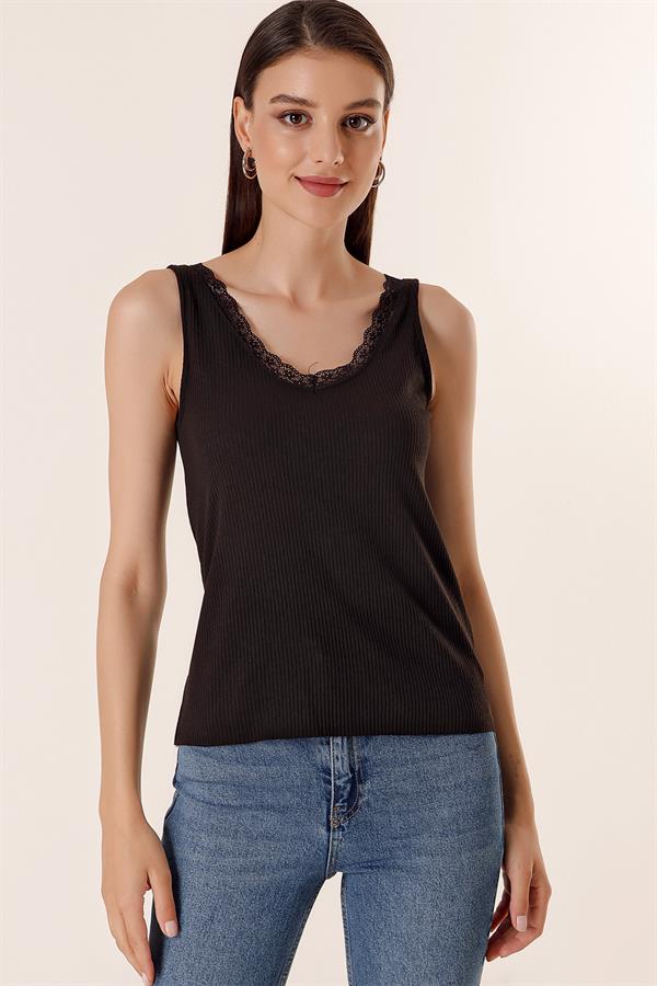 Débardeur à bretelles épaisses et lacets devant et dos