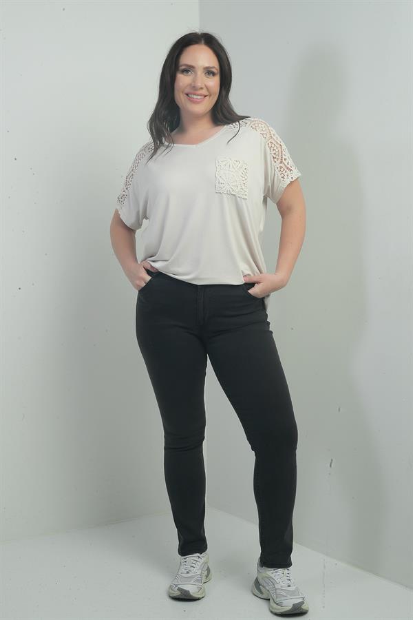 Jean taille haute à jambes droites en lycra pour femme, grandes tailles