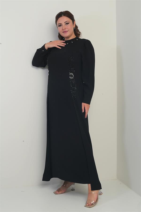 Robe longue grande taille pour femme avec imprimé de pierres et de perles