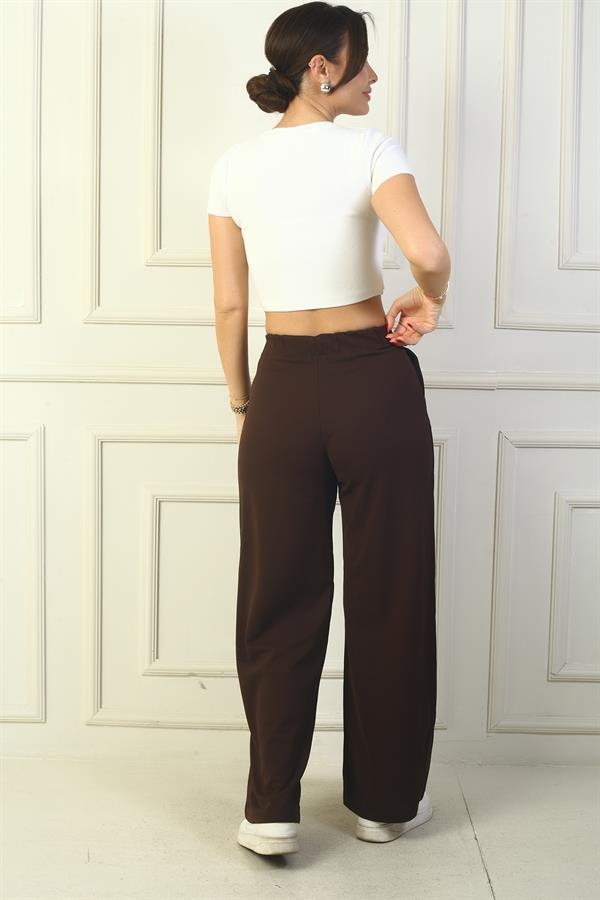 Pantalon Palazzo plissé avec poches pour femme