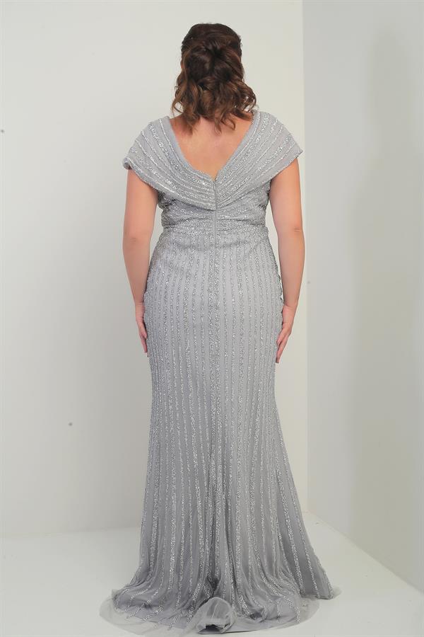 Robe sirène doublée à imprimé pierres, décolleté en V devant et dos, grandes tailles