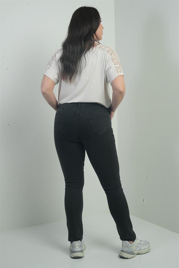 Jean taille haute à jambes droites en lycra pour femme, grandes tailles