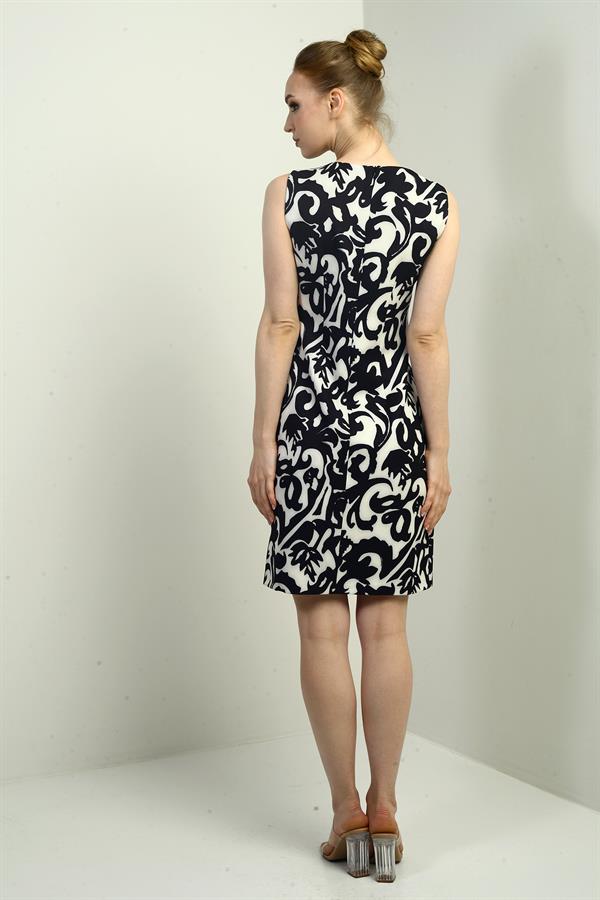 Robe courte à motif ethnique, boutonnée sur le côté et ornée d'un ourlet discret, pour femme