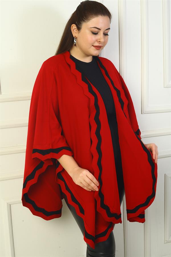 Poncho en acrylique grande taille à rayures découpées au laser pour femme